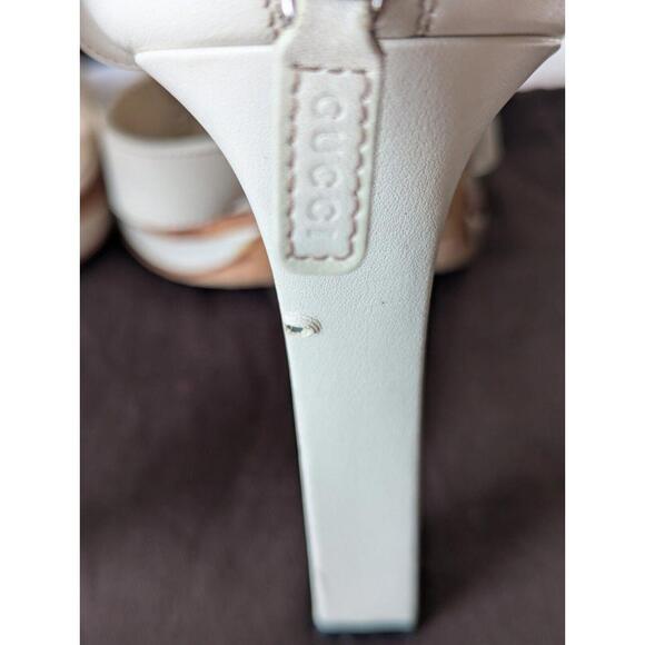 Gucci Heels Lyon Mystic White Leather Strap Sandal Gladiator size 38.5 Bag&Box - Picture 7 of 9